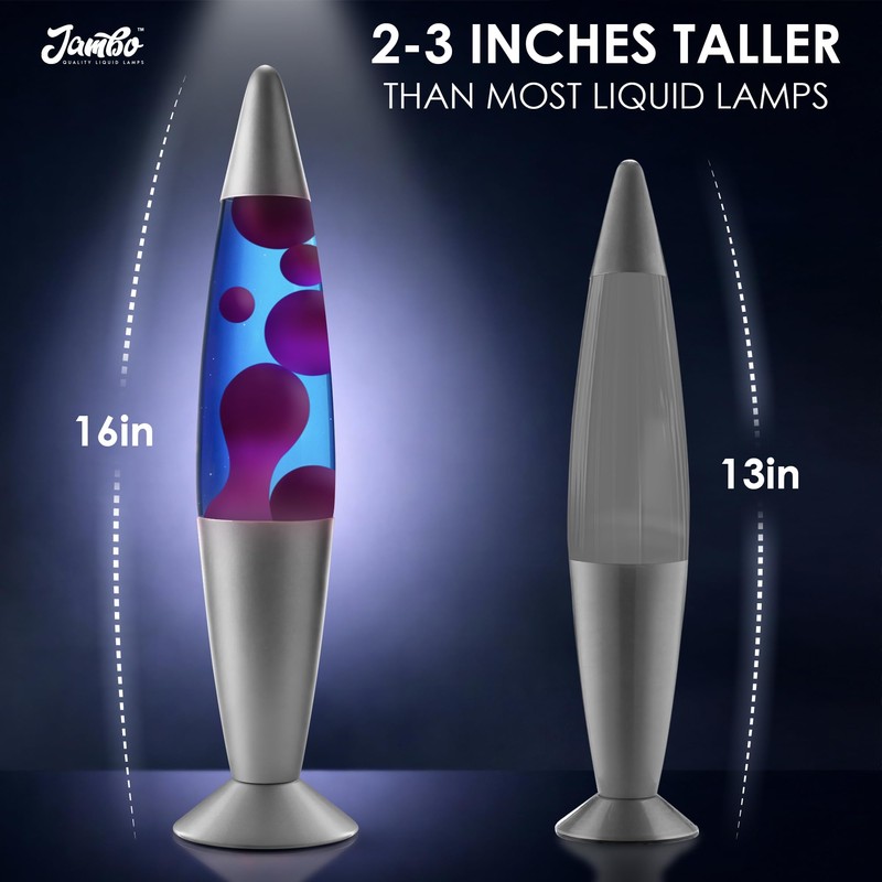 JAMBO 16" Beautiful Liquid Lamp- Blue with Purple Wax, Relaxing