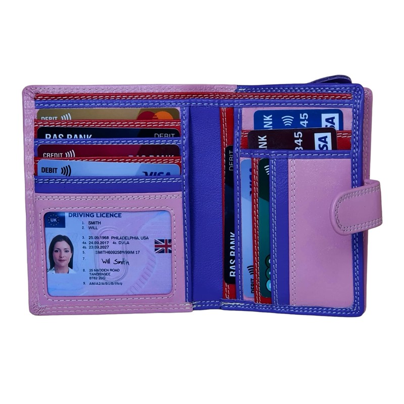 STARHIDE Womens RFID Blocking Compact Soft Leather Multi Coloured Purse