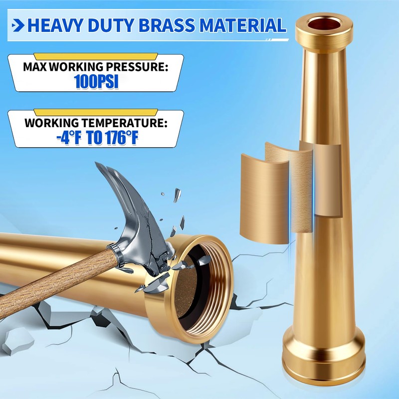 AquaNPT Brass Fire Equipment Hose Nozzle, 1-1/2" NST (NH) Fire