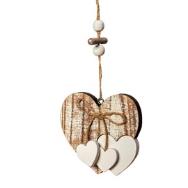 Heart-shaped Wooden Decorative Hanging Handmade Hearts Ornaments for Wedding Party Valentine Christmas Home Decoration Car Decor (#6, 1Pcs)