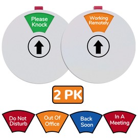 2PK Office Private Sign - 6 Options Door Sign: Do Not Disturb, Please Knock, In a Meeting, Will Be Back Soon - 6 Inches