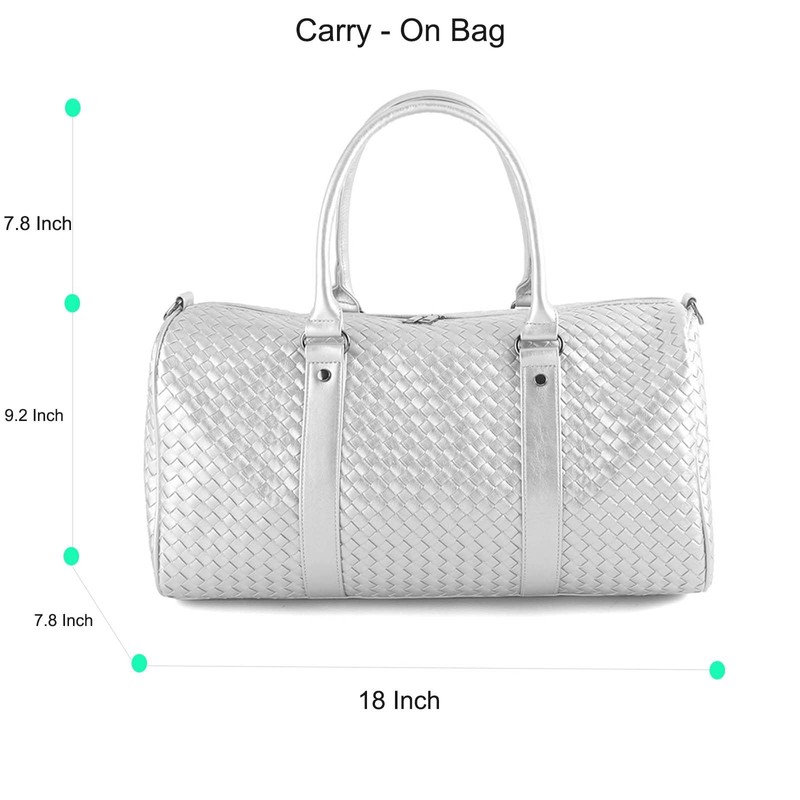 Weekender Bags for Women Leather Travel Bag (Silver)