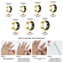 Smart Ring for Women Men,Birthday Gifts for Women Men - Health & Activity Tracker with Heart Rate,Sleep Monitoring/Blood Oxygen/Motion Tracking,Waterproof & No Subscription Required Gold 8