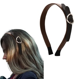 Leather Headband for Women Vintage Heart Buckle Headbands for Girls Brown Y2k Headband Hair Band for Women Leather Hair Head Bands for Women'S Hair Accessories for Girls Non Slip Headbands