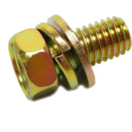Phillips Hex Head M8 x 16mm SEMS Flat/Split Washer Bolt - Phillips Hex Head Machine Screws Bolts - Yellow Zinc Steel Finish (25)
