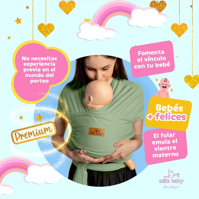 Mãe Baby Fular para bebé | Algodón Premium Fresco |