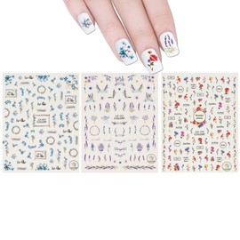 ALLYDREW 3 Sheets Lavender Blossoms Floral Nail Art Lavender Blossoms Floral Nail Stickers