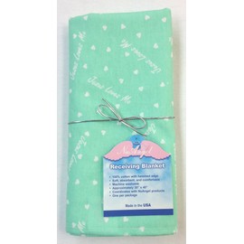 NuAngel Receiving Blanket - Soft and Cozy 100% Cotton Flannel Receiving Baby Blanket for Boys, Girls and Neutral -Mint Jesus Loves Me- Made in the USA. Ideal for Swaddling and Nursing Your Baby