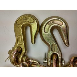 Heavy Equipment Flatbed Binder Chains with Clevis Grab or Slip Hooks (Clevis Grab Hooks, 3/8" Grade 70 @ 10ft ea)
