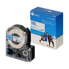 Ninestar G&G SS18B King Jim Compatible Tape, Tepra Pro, White, Blue, Width 0.7 inches (18 mm), Length 22.8 ft (8 m) Tepra