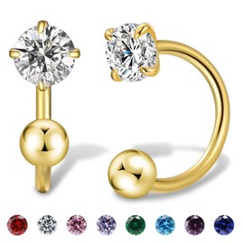 3mm Small Huggie Half Hoop Earrings for Women Men Girls Hypoallergenic Minimalist Tiny Cartilage Stud Earrings with Ball Screw Back Dainty 14k Gold Plated Colored CZ Earrings Jewelry Gifts(CZ, Gold)