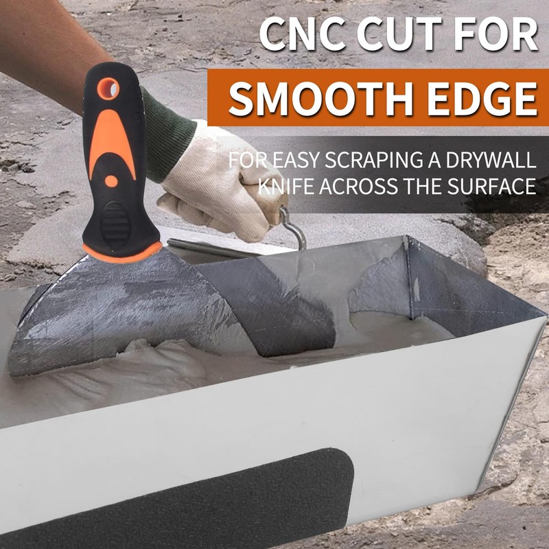 14" Stainless Steel Mud Pan,Anti-slip Base,Sheared Sides to Clean Knives,