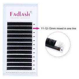 Volume Lashes, D Curl, 0.07 mm Thickness, 11 mm, 12 mm, 13 mm, 12 Rows, 3D, 5D–20D, Easy Fan Eyelashes, Fan Cluster, Eyelash Extension, Lashes withstand up to 90 °C (0.07-D-11-12-13)