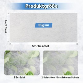 Horticulture Frost Protection Cover 2 x 5 m 35gsm Non-Woven Fabric Plant Blanket