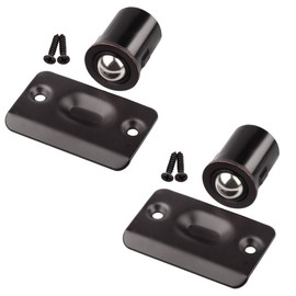 HOMOTEK 2 Pack Drive in Ball Catch with Strike Plate for Closet Doors, Oil Rubbed Bronze, 13/16 Inch x 1-1/8 Inchs,Die-cast, Adjustable Tension Ball