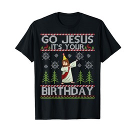 Dabbing Go Jesus It's Your Birthday Merry Christmas T-Shirt, black