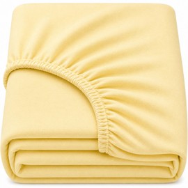 Dudu N Girlie Travel Sheets 95 x 65 cm – Yellow, 100% Jersey Cotton Fitted Sheet, Compatible with Graco, Joie & Red Kite