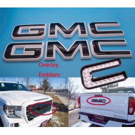 CAPSBAY 2019 2020 2021 GMC Sierra Front Rear Black White Emblem Kit Overlay Emblem