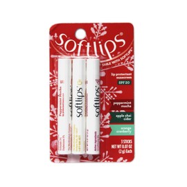 Softlips Lip Protectant Sunscreen SPF20, Holiday Flavors 3 Count (Peppermint Mocha, Apple Chai Cider, & Orange Cranberry) .07oz Each