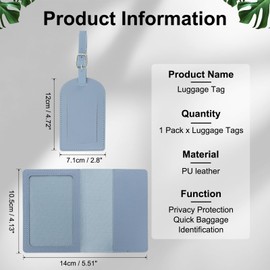 YELARXI Luggage Tag, PU Leather Luggage Tag Travel Baggage Labels Waterproof Tag Privacy Protection for ID Suitcase Identifier Backpack Bag Essential (Dark Blue)