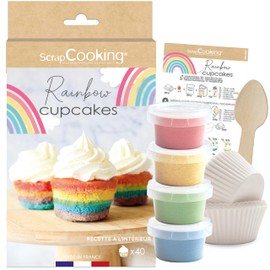 ScrapCooking - Kit Cupcakes Rainbow - con Lievito Colorante, 40 Calce, Cucchiaio Dosatore e Ricette - Arcobaleno - 3787