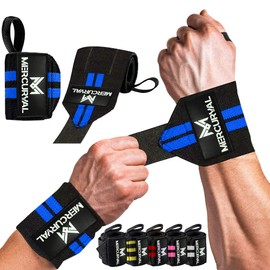 MERCURYAL 2 Wrist Wraps Gym - Crossfit Wrist Wraps - Fitness Accessories - Unisex Sports Wrist Wraps (Black and Blue)