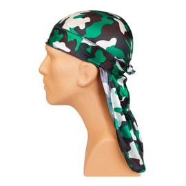 Tyche Silky Durag Royal Silky Collection Ultra Stretch Green and White Camo