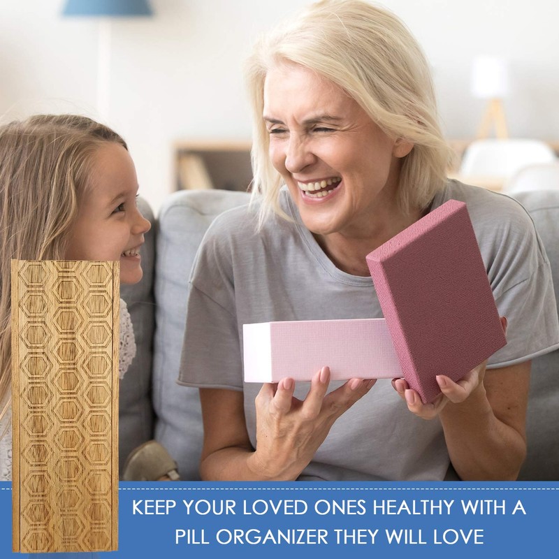 Natural Acacia Wood 7 Day Weekly Pill Box – Pill