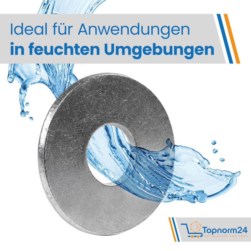 Topnorm24 Unterlegscheiben Edelstahl M6-10 Stck V2A Karosseriescheiben, rostfreie breite U-