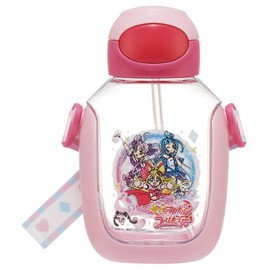Skater PDSH6DX-A Children's Water Bottle with Straw, 18.9 fl oz (530 ml), Straw Water Bottle, One Push, Kimi and Idol Pretty Cure, Girls