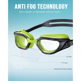 Zeligerstar Swimming Goggles, Goggles Swimming Adult with 3 Sizes Nose Bridges, Anti-Fog UV Protection No Leaking Adjustable Swim Goggles for Men Women Junior