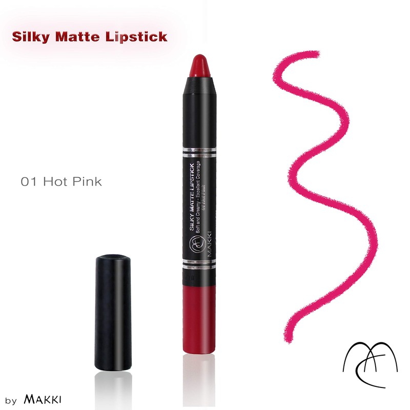 Hot Pink Silky Matte Lipstick Creamy Formula Very Smooth and