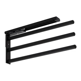 SOTECH TED Aluminium Towel Rail 3-Arm Black Matt (325-487 mm, Extendable, Rotatable) Telescopic Towel Rail Suitable for Larger Towels