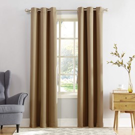 Sun Zero Easton Energy Saving Blackout Grommet Curtain Panel, 40" x 54", Taupe