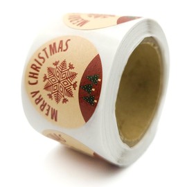 MD Labels Christmas Sticker Kraft Roll, Round Labels, Merry Christmas Stickers, Christmas Gifts Stickers (Star, FI 35)