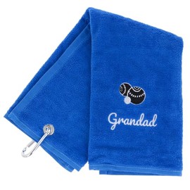 Always Looking Good Embroidered Royal Blue Lawn Bowls Towel for Grandad Tri Fold Luxury Velour 50cm x 40cm Custom Bowling Towel with Carabiner Cip Bowling Gifts for Grandad
