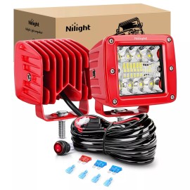 Nilight LED Light Pods 2PCS 42W 3Inch Triple Row Spot Flood Combo LED Cubes