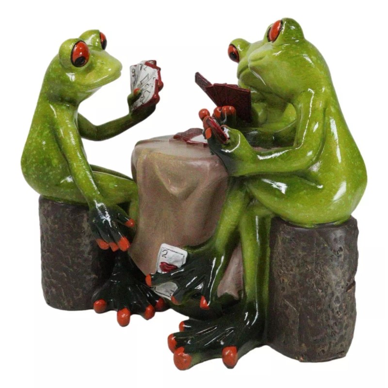 Cheaters' Royal Flush Trio Frogs Playing Poker Card At Gambling