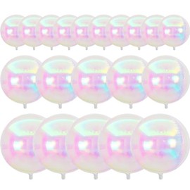 PartyWoo Globos de papel aluminio iridescentes 20 piezas de diferentes tamaños, paquete de 22, 12 y 10 pulgadas. Globos grandes redondos de papel aluminio inflables 4D con espejo. Globos de Mylar para