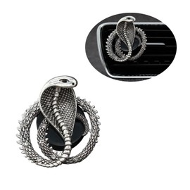 ORIESSE Bling Cobra Car Air Freshener Vent Clip,1pc Snake Alloy Rhinestone Vent Clips Car Accessories,Exotic Auto Outlet Jewelry,Luxury Vehicle Car Interior Decorations Badges Charm (Vintage Silver)