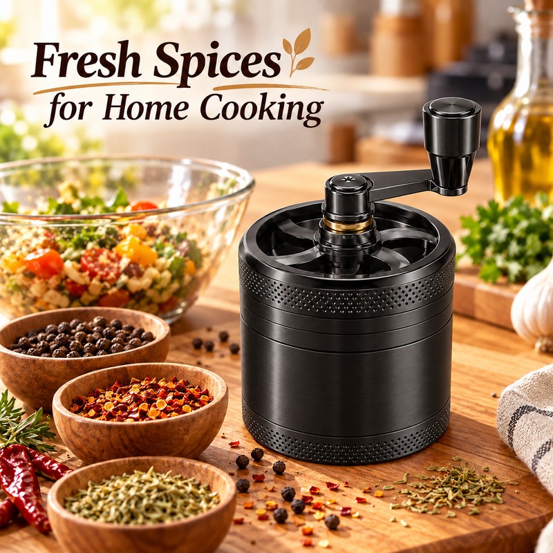 Manual Stainless Steel Spice Grinder for Peppercorns & Rock Salt