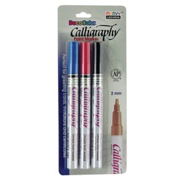 Uchida of America 3-Piece Calligraphy Paint Marker Set Art Supplies, Black/Blue/Red