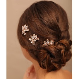 Chargances 3pcs Silver Rhinestone Hair Comb Bride Wedding Crystal Hair Comb Elegant Flower Rhinestone Handmade Hair Accessory Dainty Head Piece for Women Bridesmaid Girls (Silver)