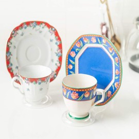 HOHIYA 12 Pcs Tea Cup and Saucer Display Stand Teacup Holder Rack Clear