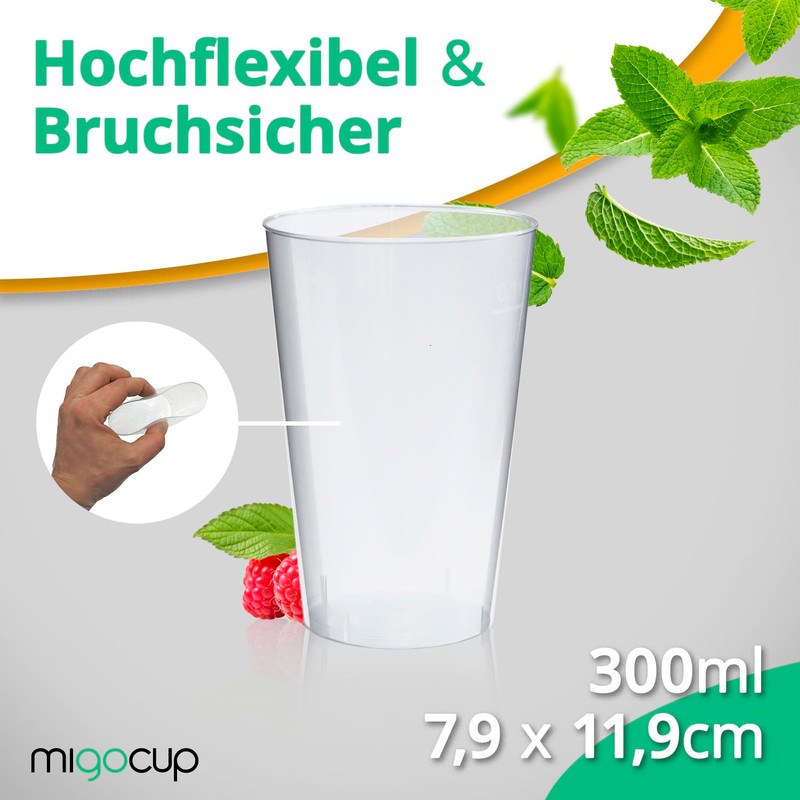 silverkitchen 25 Reusable Cups 0.3 L Reusable Drinking Cups Flexible