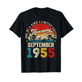 Awesome Since September 1955 Vintage Men Women 70th Birthday T-Shirt