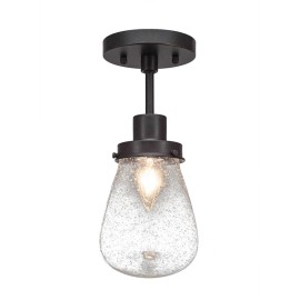 Toltec Meridian 1 Light Semi-Flush Mount, Granite, 5" Clear Bubble - 1237-DG-471