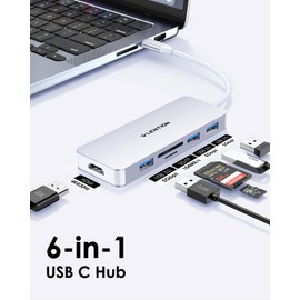 LENTION USB C Hub with 4K HDMI, 3 USB 3.0, SD/Micro SD Card Reader Compatible 2023-2016 MacBook Pro, New Mac Air/Surface, Stable Driver Certified Multi-Port Adapter (CB-C18, Silver)