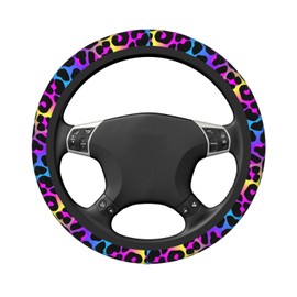 Leopard Neon Animal Print Steering Wheel Cover for Women Men Girls Car Accessories Decor Anti-Slip Neoprene Auto Steering Wheel Covers Protector Universal 15 Inch