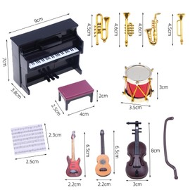 Doll House Accessories and Furniture,12Pcs Dollhouse Instrument,Mini Instrument Doll House Performer Play Resin Dollhouse Accessories for Adults Teenagers Music Evening Piano Guitar Game